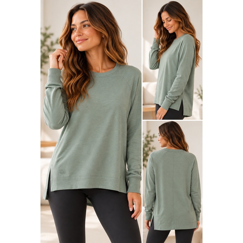 NWT Athleta Coaster Luxe Recover Sweatshirt Sage Green (MSRP: $79) Medium
